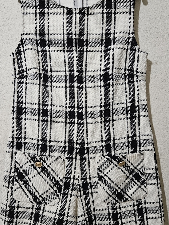 Day + Moon Pants - Classic Black & White Plaid Romper